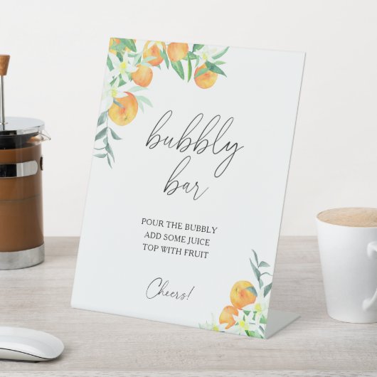 Wasserfarbenzitrus modern - blubbly Bar Sockelschild (In SItu)