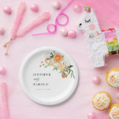 Wasserfarbenzitrus Orange Blumenzellenhochzeit Pappteller (Party)