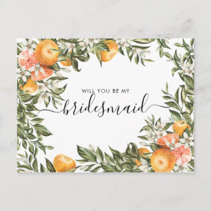 Wasserfarbenzitrus Orchard   Seid meine Bridesmaid Postkarte