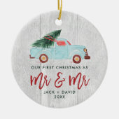 Wasserfarbenzug Personalisiert Mr. & Mr. Wedding Keramik Ornament (Vorne)