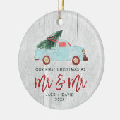 Wasserfarbenzug Personalisiert Mr. & Mr. Wedding Keramik Ornament (Links)