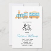 Wasserfarbenzug Toys Boy Baby Dusche Blau Einladung (Vorderseite)