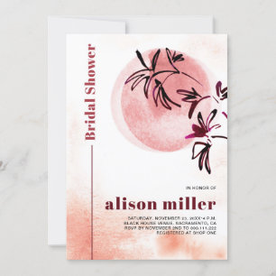 Wasserfarbenzweig und Mond Japandi Brautparty Einladung