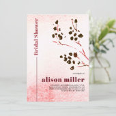 Wasserfarbenzweig und Mond Japandi Brautparty Einladung (Stehend Vorderseite)