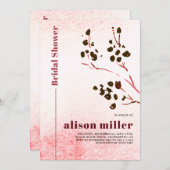 Wasserfarbenzweig und Mond Japandi Brautparty Einladung (Vorne/Hinten)