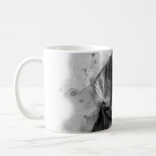 WASSERFARBEWEIMARANER BW-KERAMIK-TASSE KAFFEETASSE (Links)