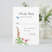 WasserfarbeWildblumen Blumenzwiebelkarte RSVP Karte (Stehend Vorderseite)