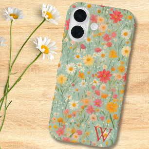 Wasserfarbfeld von Wildblumen iPhone 16 Hülle