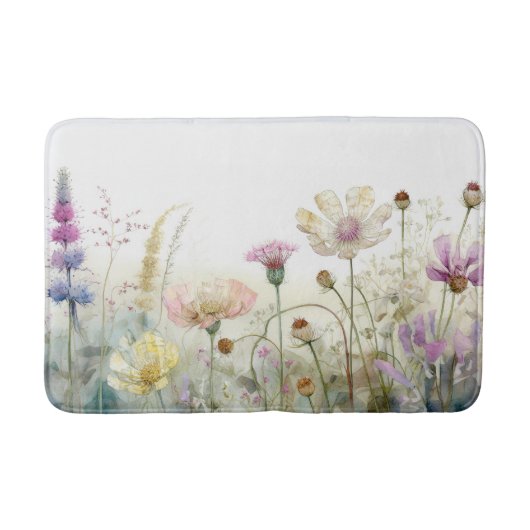 Wasserfarbfeld wild lebender Blume Badematte (Vorderseite)