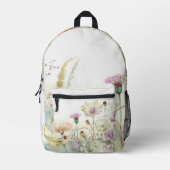 Wasserfarbfeld wild lebender Blume Bedruckter Rucksack (Vorderseite)
