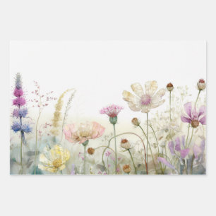 Wasserfarbfeld wild lebender Blume Geschenkpapier Set