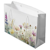Wasserfarbfeld wild lebender Blume Große Geschenktüte (Rückseite Schrägansicht)