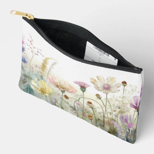 Wasserfarbfeld wild lebender Blume Zubehörtasche (Offen)