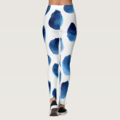 Wasserfarbige blaue Punkte: Handgemalt nahtlos Leggings (Rückseite)