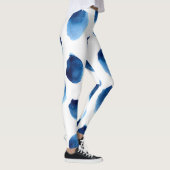 Wasserfarbige blaue Punkte: Handgemalt nahtlos Leggings (Rechts)