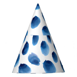 Wasserfarbige blaue Punkte: Handgemalt nahtlos Partyhütchen