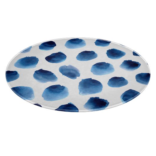 Wasserfarbige blaue Punkte: Handgemalt nahtlos Schneidebrett (Ecke)