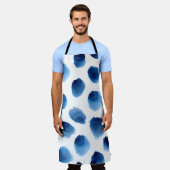 Wasserfarbige blaue Punkte: Handgemalt nahtlos Schürze (Getragen)