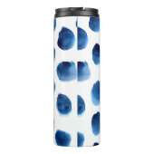 Wasserfarbige blaue Punkte: Handgemalt nahtlos Thermosbecher (Rückseite)