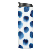 Wasserfarbige blaue Punkte: Handgemalt nahtlos Thermosbecher (Nach rechts gedreht)