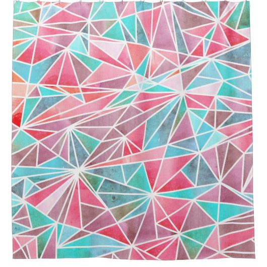 Wasserfarbige Dreiecke, helles Sommermosaik. Duschvorhang (Vorderseite)