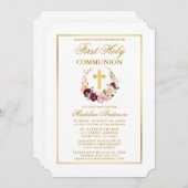 Wasserfarbige gemischte Blumenreath Erste Kommune Einladung (Vorne/Hinten)