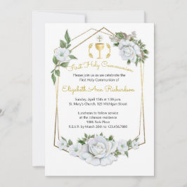 Wasserfarbige Geometrische Rahmenkommunion der wei Einladung