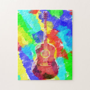 Wasserfarbige Gitarre Puzzle