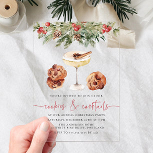 Wasserfarbige Kekse und Cocktails Weihnachtsfeier Acryleinladungen