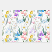 Wasserfarbige Mischblumen - Tulpen, Dinatrium Geschenkpapier Set (Vorderseite 2)