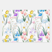 Wasserfarbige Mischblumen - Tulpen, Dinatrium Geschenkpapier Set (Vorderseite)