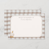 Wasserfarbige neutrale Karierte Gans Dankeskarte (Vorne/Hinten)