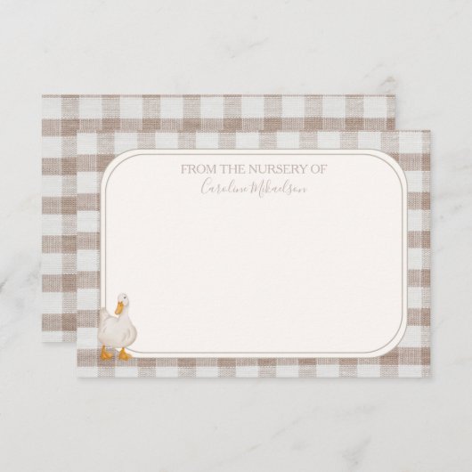 Wasserfarbige neutrale Karierte Gans Dankeskarte (Vorne/Hinten)
