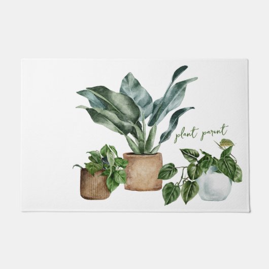 Wasserfarbige Pflanze - Zitat "Pflanze Parent" Fußmatte (Vorderseite)