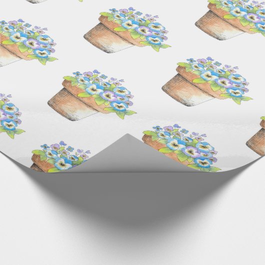 Wasserfarbige Stiefmütterchen Geschenkpapier (Ecke)