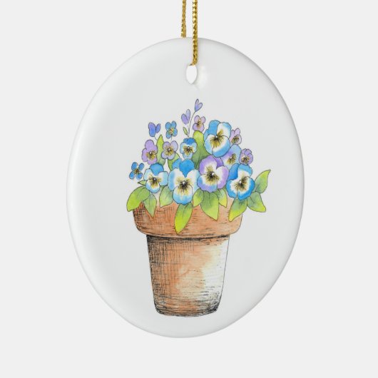 Wasserfarbige Stiefmütterchen Keramik Ornament (Rechts)