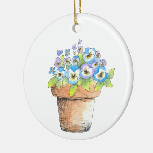 Wasserfarbige Stiefmütterchen Keramik Ornament (Links)