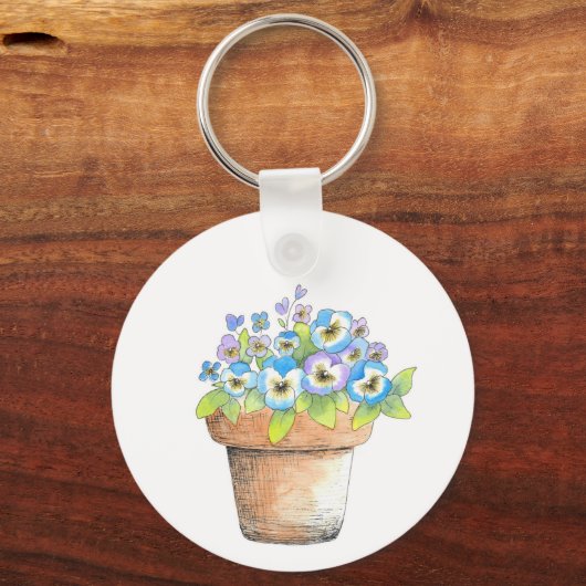 Wasserfarbige Stiefmütterchen Schlüsselanhänger (Rückseite)