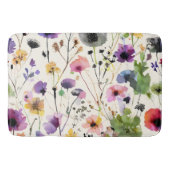 Wasserfarbige Wildblume Badematte (Vorderseite)
