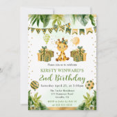 Wasserfarbiger Jungle Giraffe Kindergeburtstag Einladung (Vorderseite)