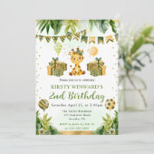 Wasserfarbiger Jungle Giraffe Kindergeburtstag Einladung (Stehend Vorderseite)
