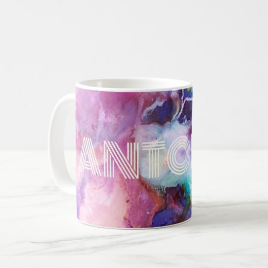 Wasserfarbiger Regenbogen Name für whimsical perso Kaffeetasse (Vorderseite Links)