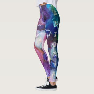 Wasserfarbiger Regenbogen Name für whimsical perso Leggings