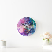 Wasserfarbiger Regenbogen Name für whimsical perso Runde Wanduhr (Zuhause)