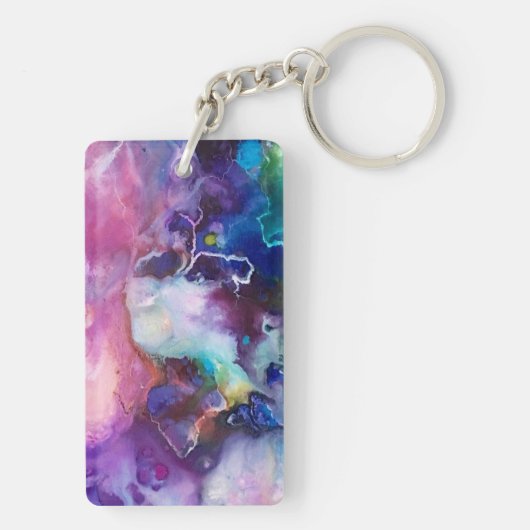 Wasserfarbiger Regenbogen Name für whimsical perso Schlüsselanhänger (Rückseite)