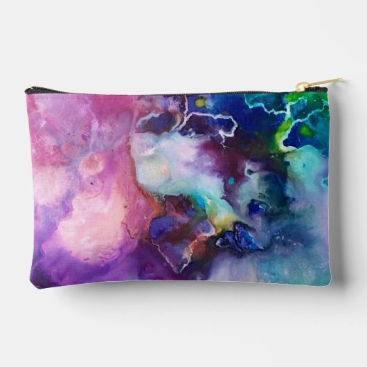 Wasserfarbiger Regenbogen Name für whimsical perso Zubehörtasche (Rückseite)