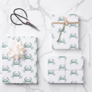 Wasserfarbiger Strandkrabbe Geschenkpapier Set