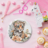 Wasserfarbiger Tiger in Blume Pappteller (Party)