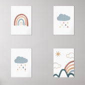 Wasserfarbiges Boho Regenbogen-Set 4 Poster Bilderwand Sets (Vorderseite)