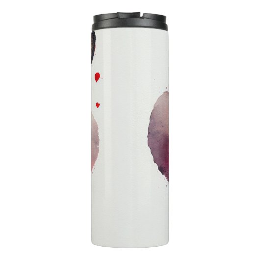 Wasserfarbiges Chihuahua-Portrait mit Herz-Form Thermosbecher (Rückseite)